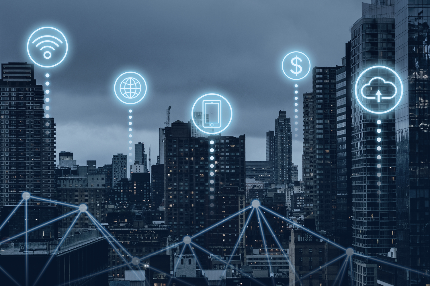 Futuristic smart city with 5G global network technology Driving Business Success Through Technology
